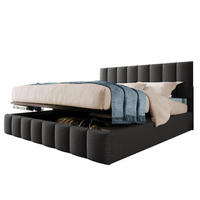 POLSTERBETT 140/200 cm mit Bettkasten, verstellbarem Kopfteil und Lattenrost - Grau, Textil (140/200cm) - BEAOK