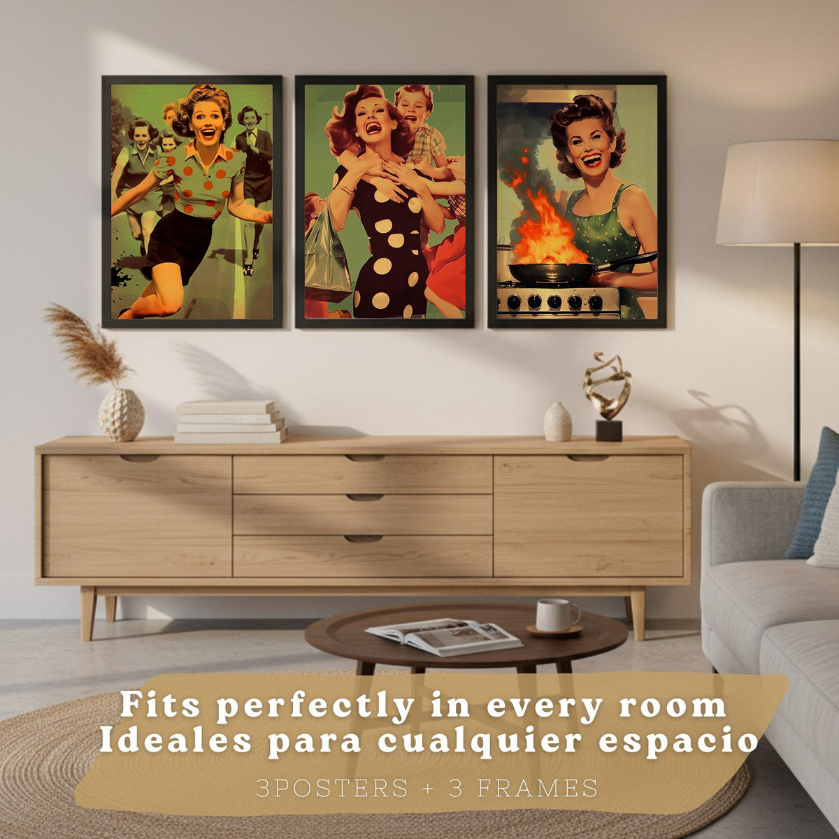 PLAKAT Sada 3 Matko A3 Černý rám - černá, papír (29.7/1/42cm) - Nacnic