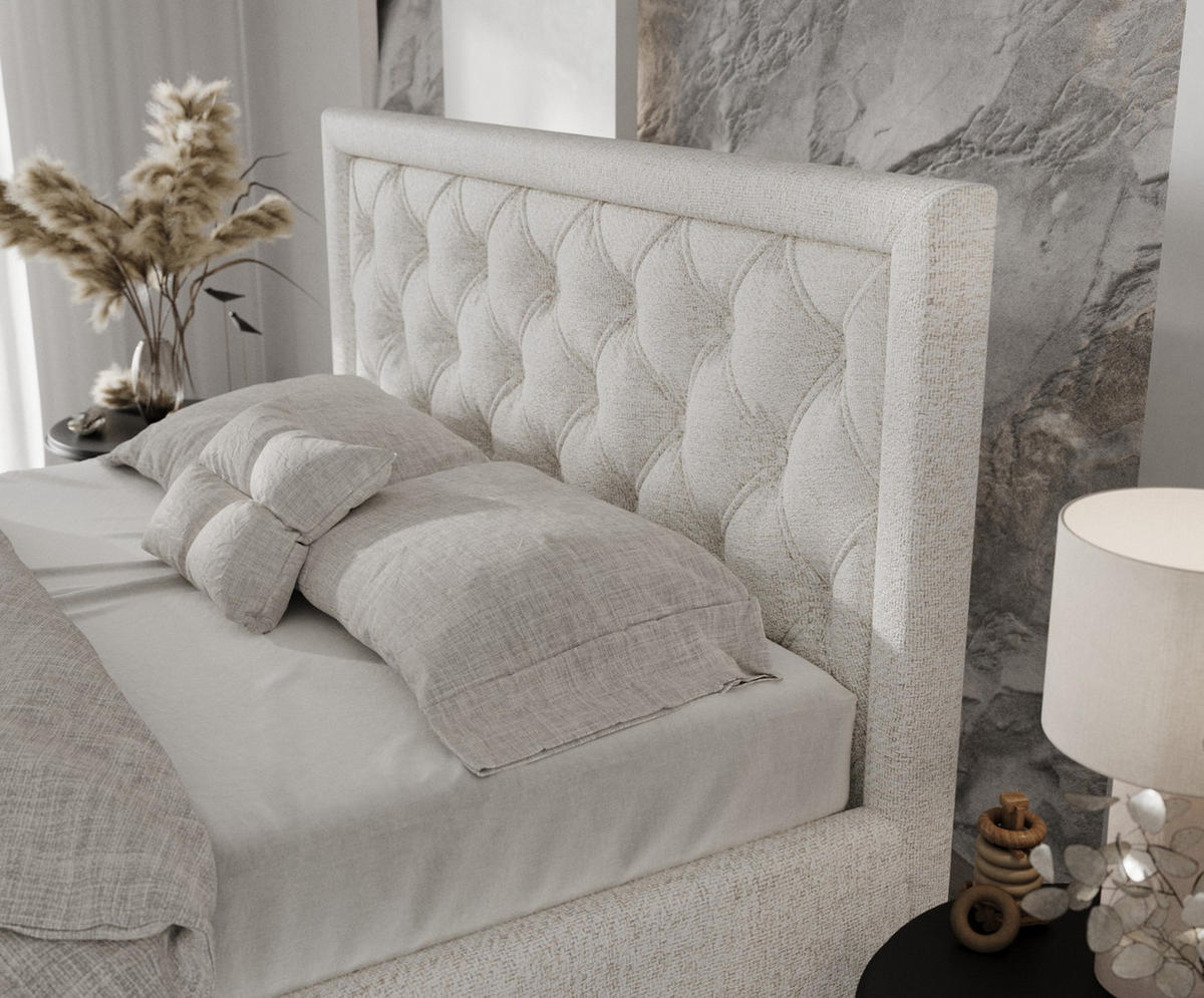 POLSTERBETT Lido 140/200 cm Creme im Neve Stoff - Creme/Naturfarben, Holz/Holzwerkstoff (140/200cm) - AltaBeds