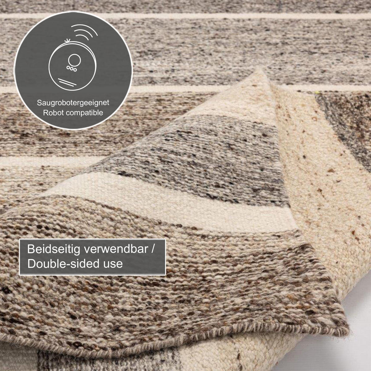 HANDWEBTEPPICH Ehrwald TK-155 Wendbar 170x240 cm - Beige, Textil (170/240cm) - THEKO