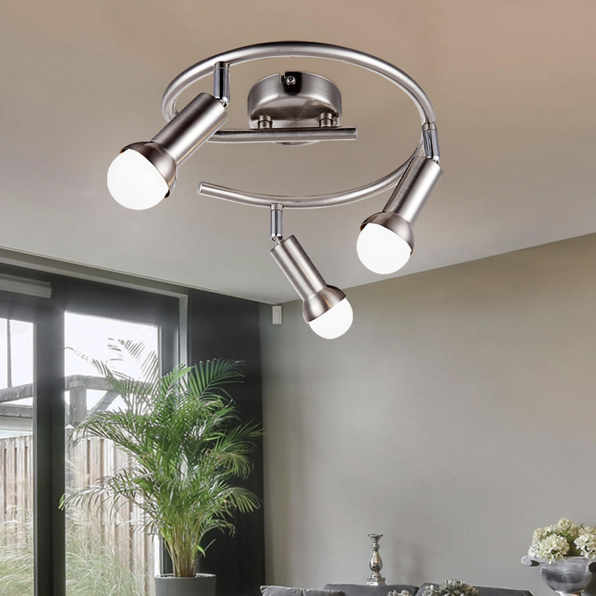 LED DECKENLEUCHTE Kimberly Chrom Silber - Silberfarben, Metall (29/29/19cm) - Globo Lighting