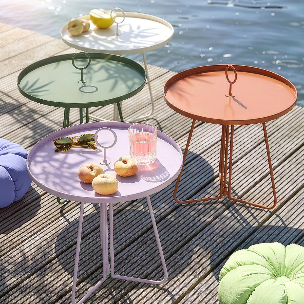 BEISTELLTISCH Porter mit Griff - Creme, Metall (45/45/53cm) - BUTLERS