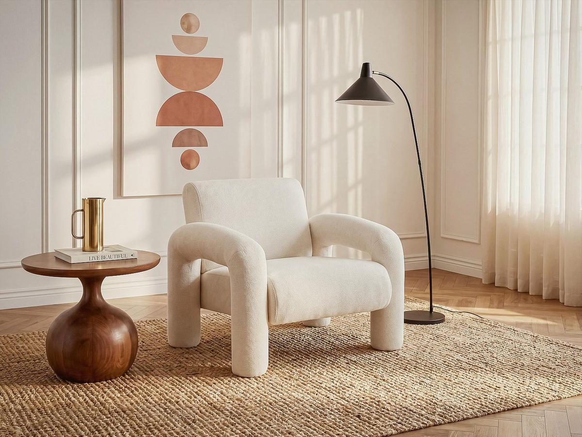 SESSEL mit gerader Rückenlehne - 1 Person - stoff - beige Olivra - Beige, Textil (86.5/74/79cm) - Vente-Unique