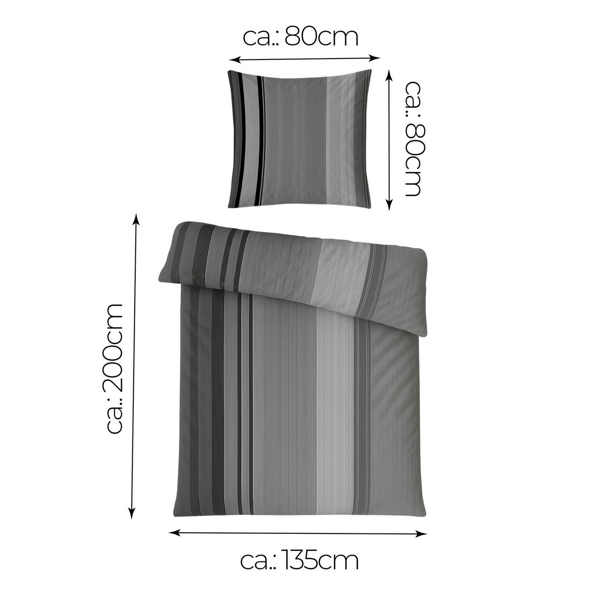 BETTWÄSCHE-SET (135x200cm) - Ameland - Dunkelgrau, Textil (135/200cm) - Bestlivings