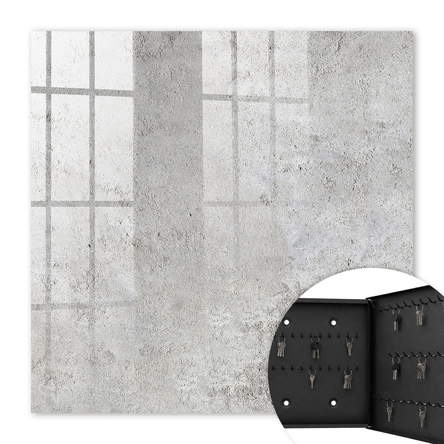 SCHLÜSSELBOX Schwarz 30x30 cm- Türöffnung nach rechts - Graue Oberfläche - Grau, Metall (30/30/5cm) - TULUP