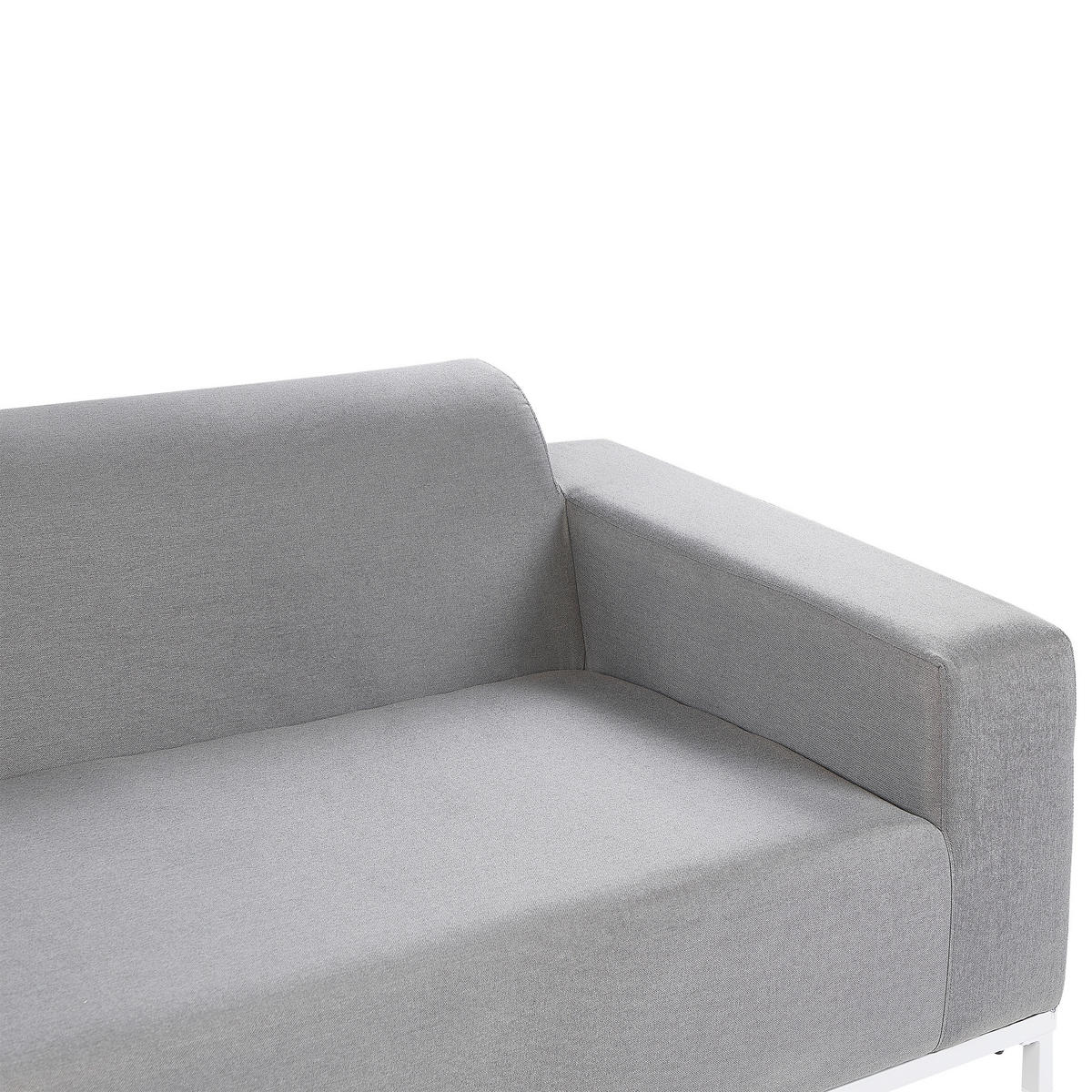 GARTENSOFA 3-Sitzer Polsterbezug hellgrau/weißes Gestell Rovigo - Weiß/Grau, Textil (185/67/84cm) - Beliani