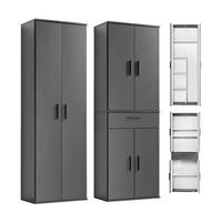 MEHRZWECKSCHRANK SET Der Allzweckwaffe - Anthrazit/Schwarz, Holzwerkstoff (60/180/34cm) - Mokebo