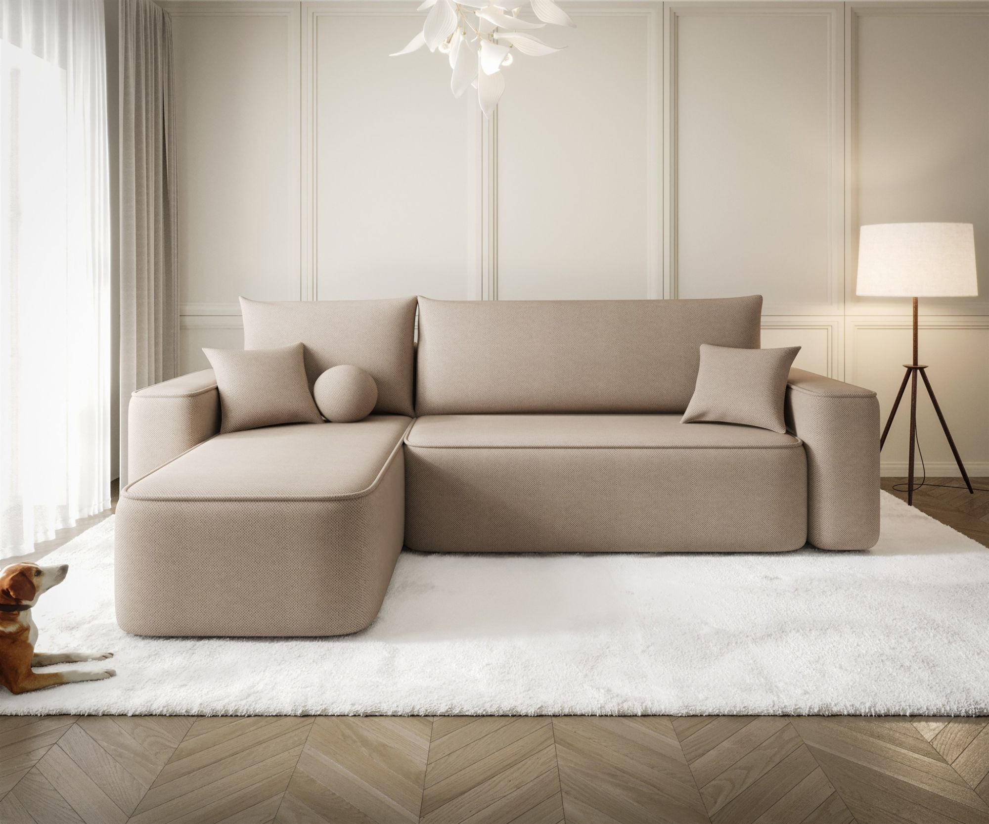 ECKSOFA Agepo In Curio - Hellbraun, Holzwerkstoff/Textil (250/150cm) - Fun Möbel