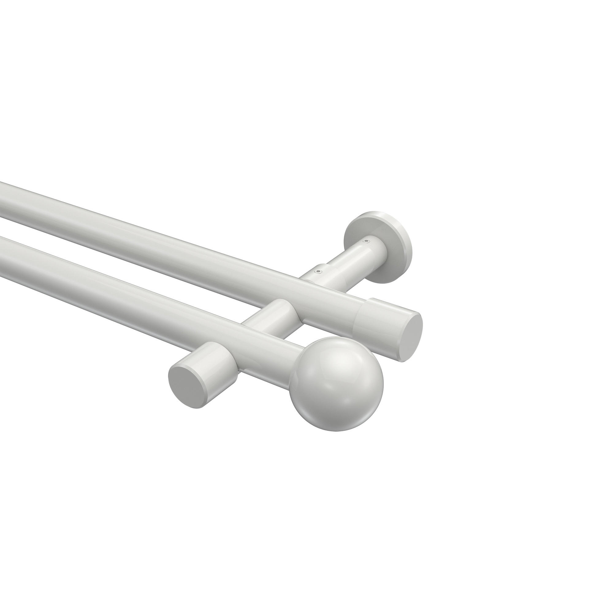 GARDINENSTANGEN-SET Prestige Luino 400 cm (geteilt in 2 x 200 cm), 2-läufig (ohne Ringe), 20 mm Ø Weiß - Weiß, Metall (400cm) - INTERDECO