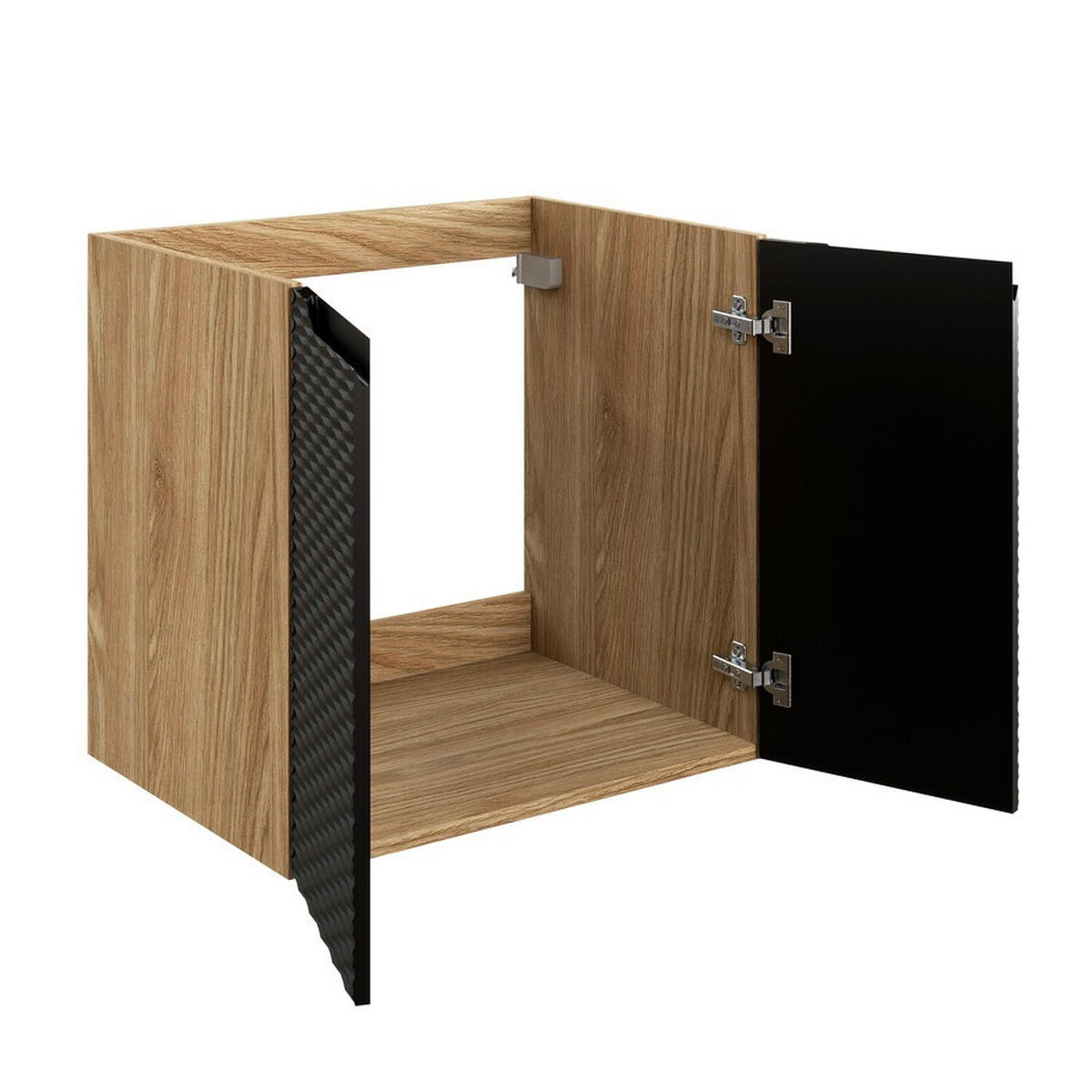 WASCHTISCHKOMBI 90 cm 3 Teile - Ocean Black O BM451 in Schwarz / Geölter Eiche - Eichefarben/Schwarz, Holz (90/57/46cm)