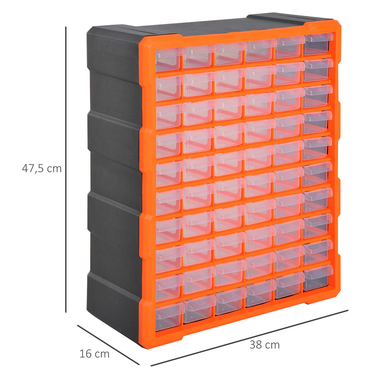 SORTIERKASTEN, Teile Box, Orange - Orange, Kunststoff (16/475/38cm) - DURHAND