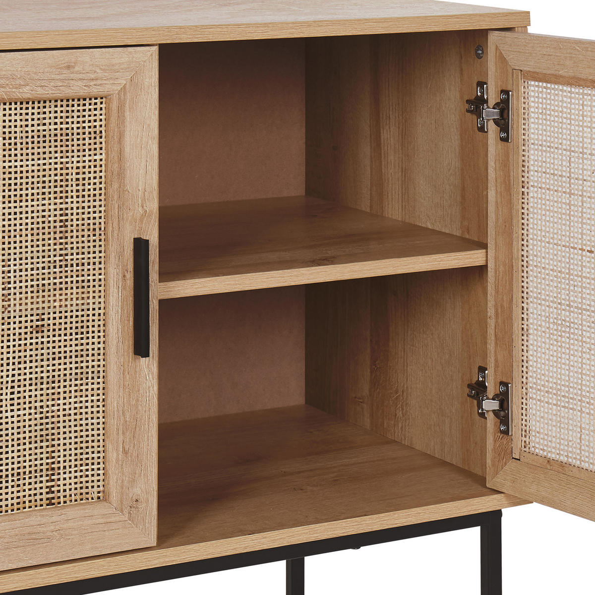 SIDEBOARD Heller Holzfarbton Pasco - Hellbraun/Schwarz, Holzwerkstoff (80/72/40cm) - Beliani