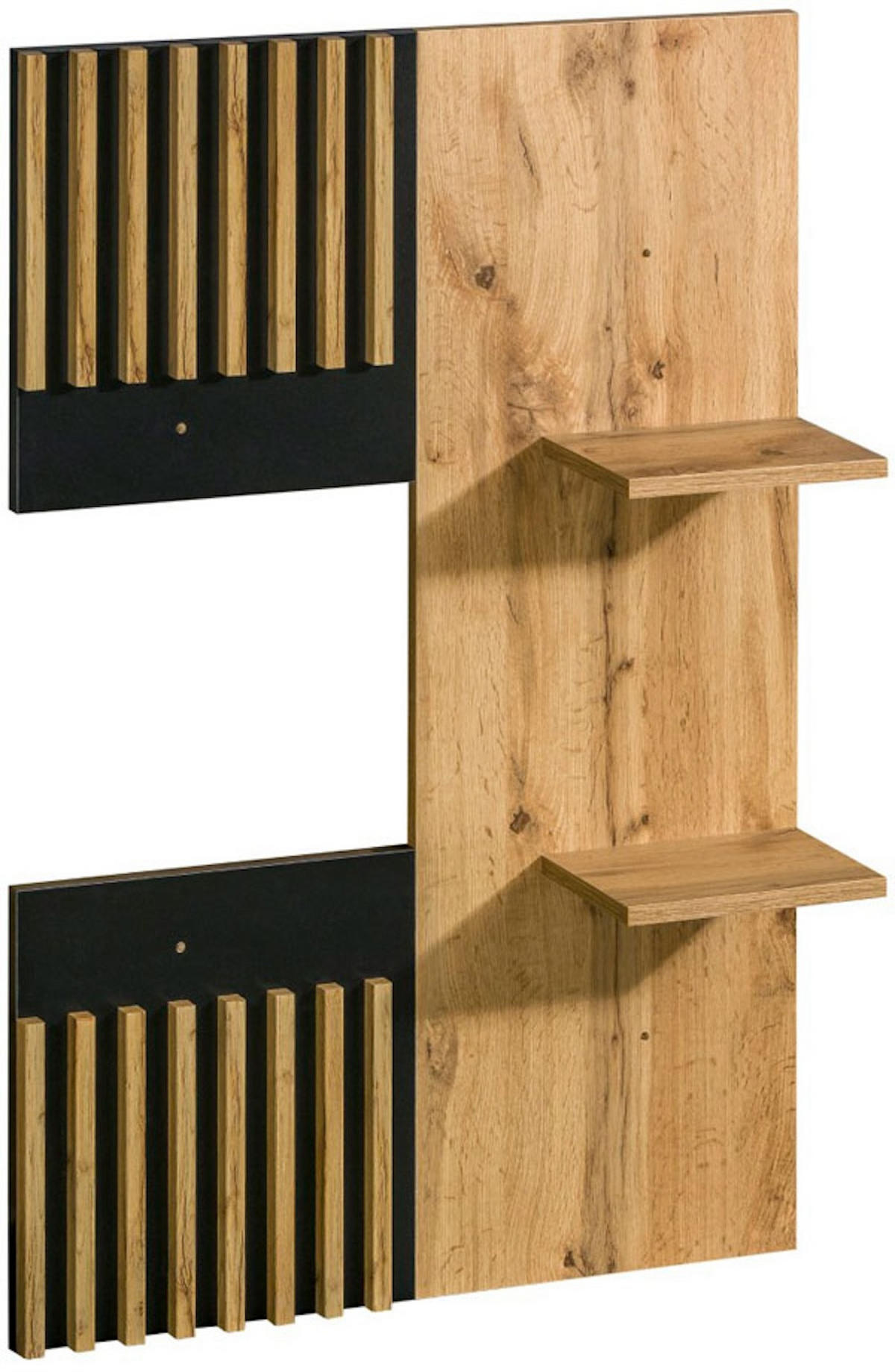 WANDPANEEL Lamia LA13 Wotan Eiche / schwarz 74 / 16 / 107cm - Schwarz/Braun, Holz/Holzwerkstoff (74/107/16cm) - Feldmann-Wohnen