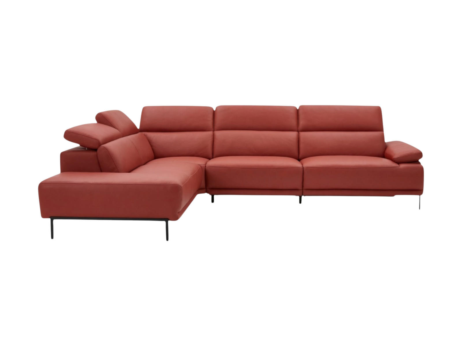 ECKSOFA Fiesta Echtleder Rot - Rot, Leder/Metall (220/282cm)