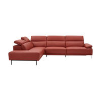 ECKSOFA Fiesta Echtleder Rot - Rot, Leder/Metall (220/282cm)