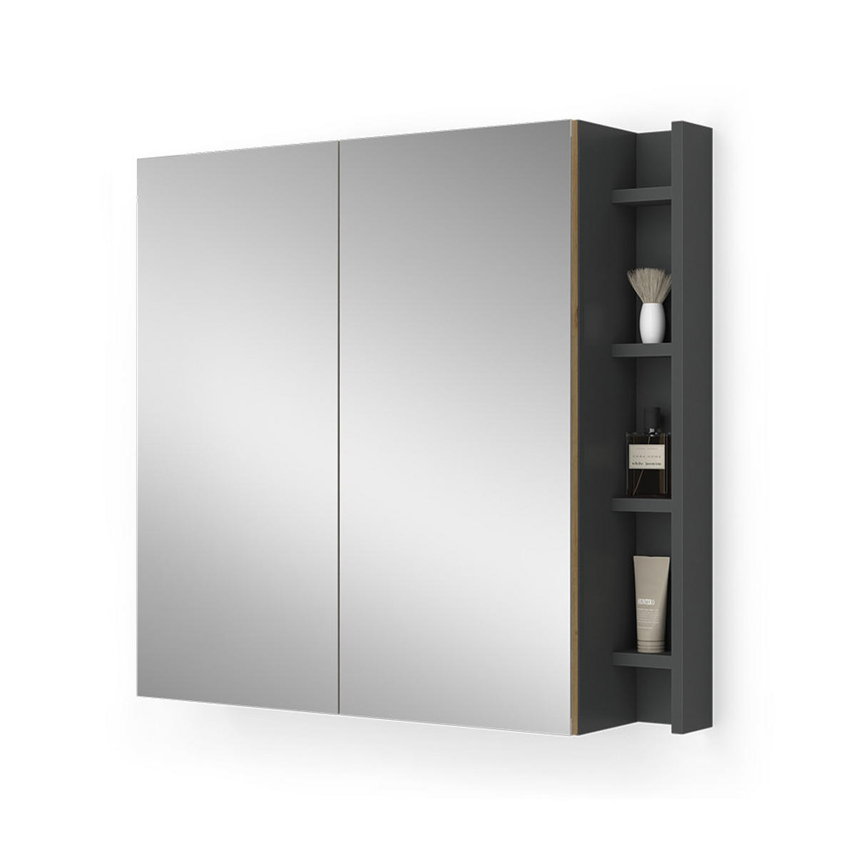 KOUPELNOVÁ ZRCADLOVÁ SKŘÍŇKA Edelin Artisan - antracitová, kompozitní dřevo (80/75/18cm) - Vicco