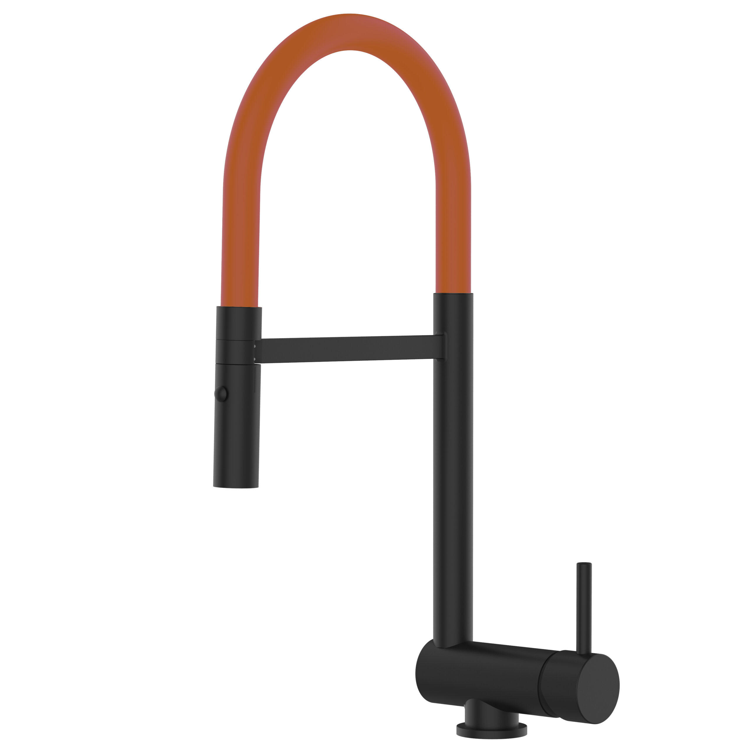 VORFENSTER-KÜCHENARMATUR, Umklappbar 6 CM, Schwarz Matt und Orange, 2-Strahl-Brause - Orange, Metall (21.3/48.2/21.3cm) - VIZIO
