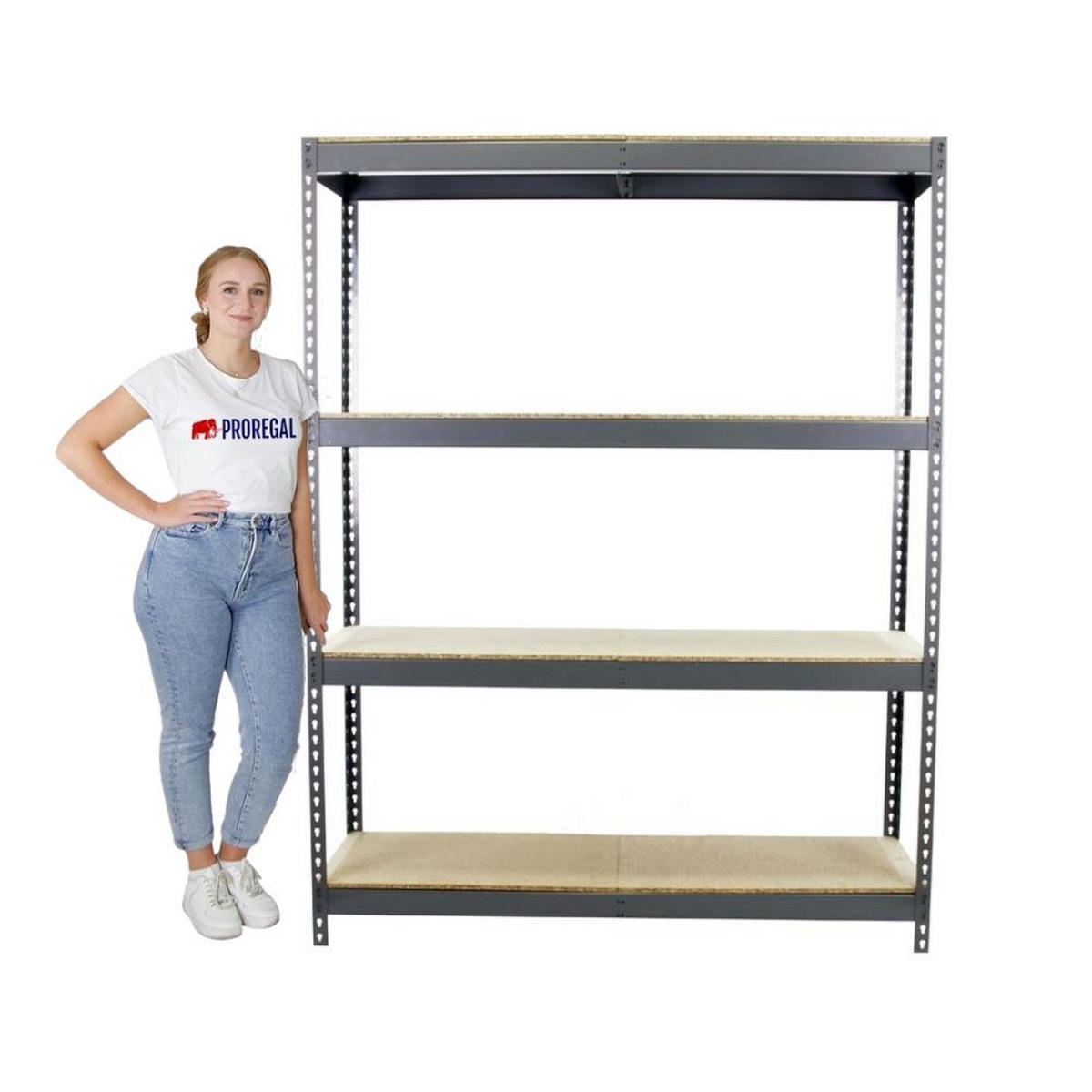SCHWERLASTREGAL BIG WOOD YETI FOUR | HxBxT 200x120x45cm | Fachlast 400kg | Grau - Grau, Metall (120/200/45cm) - PROREGAL