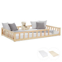 BODENBETT 120x200 cm Natur mit Lattenrost + Matratze - Naturfarben, Holz (90/200cm) - Homestyle4u