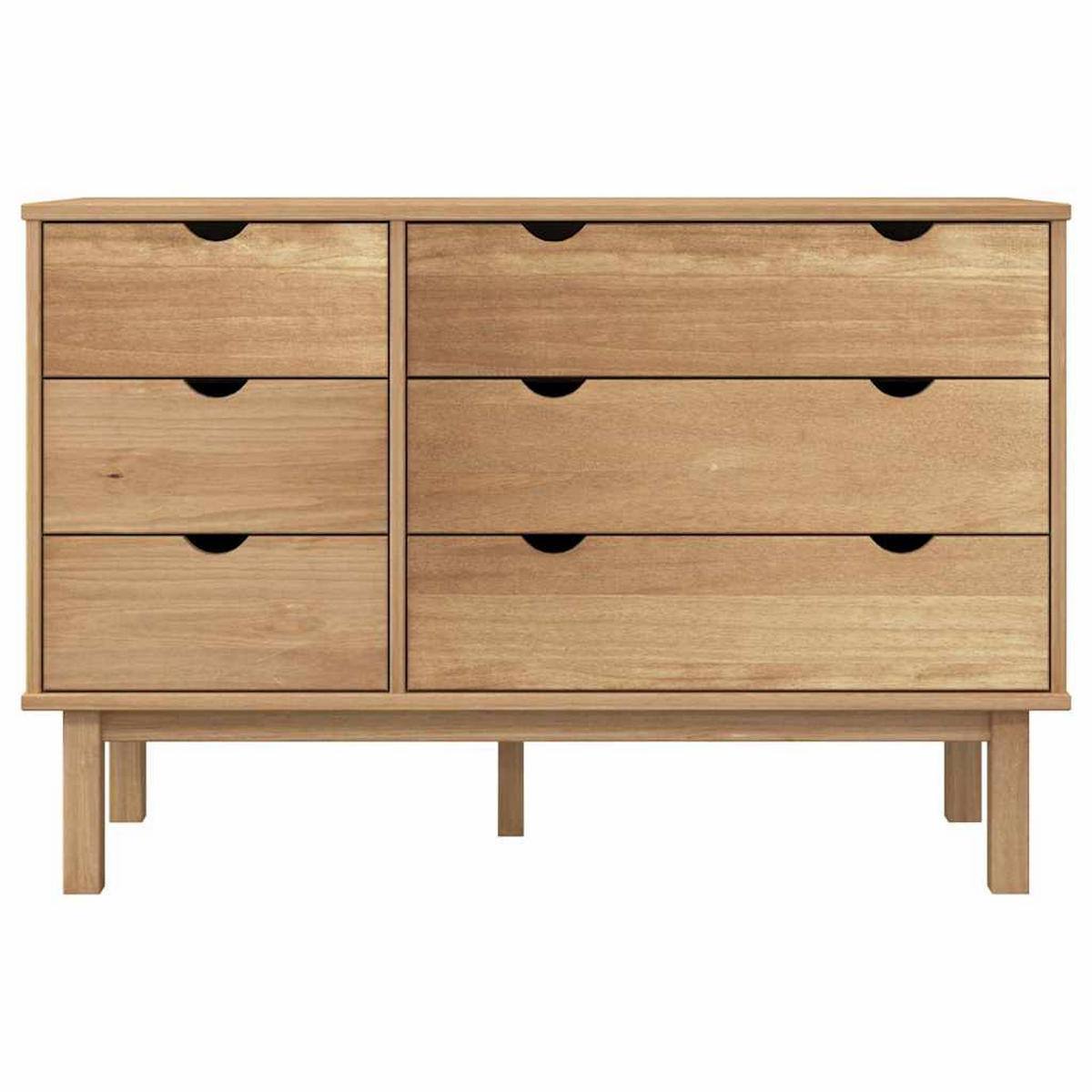 SCHUBLADENSCHRANK 111/43/73,5 Cm Massivholz Kiefer - Braun, Holz (43/73.5/111cm) - vidaXL