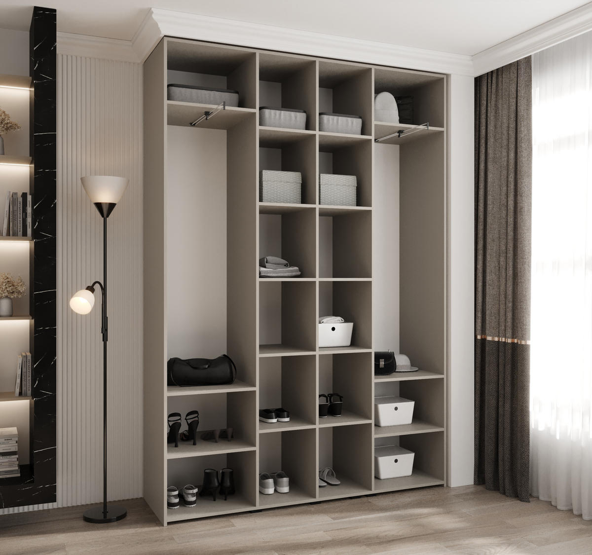 DREHTÜRENSCHRANK 245,5/170/40 4-türig - Kaschmir/Goldfarben, Holz/Metall (170/245.5/40cm) - Abiks Möbel