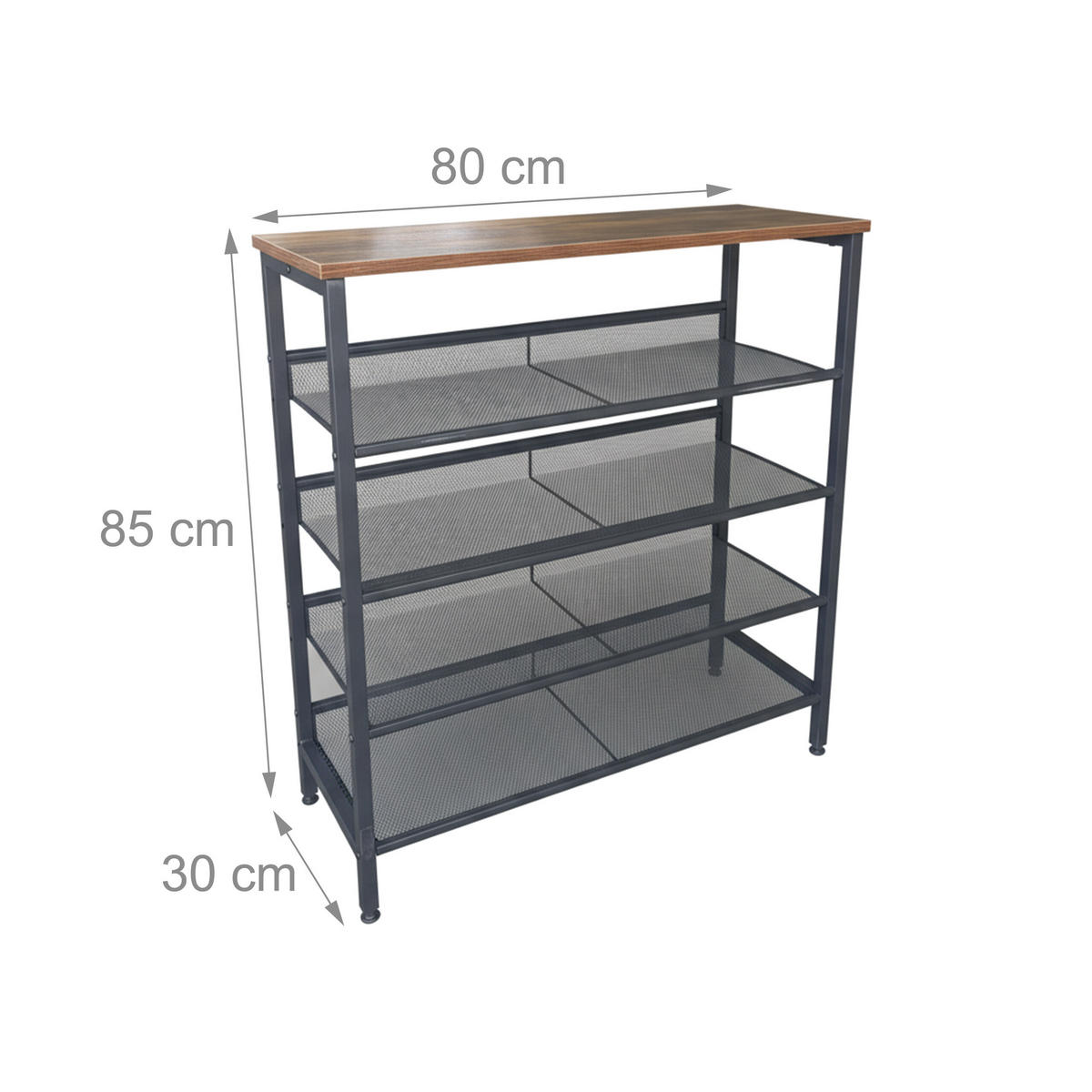 SCHUHREGAL - Schwarz, Holzwerkstoff/Metall (80/85/30cm) - Relaxdays