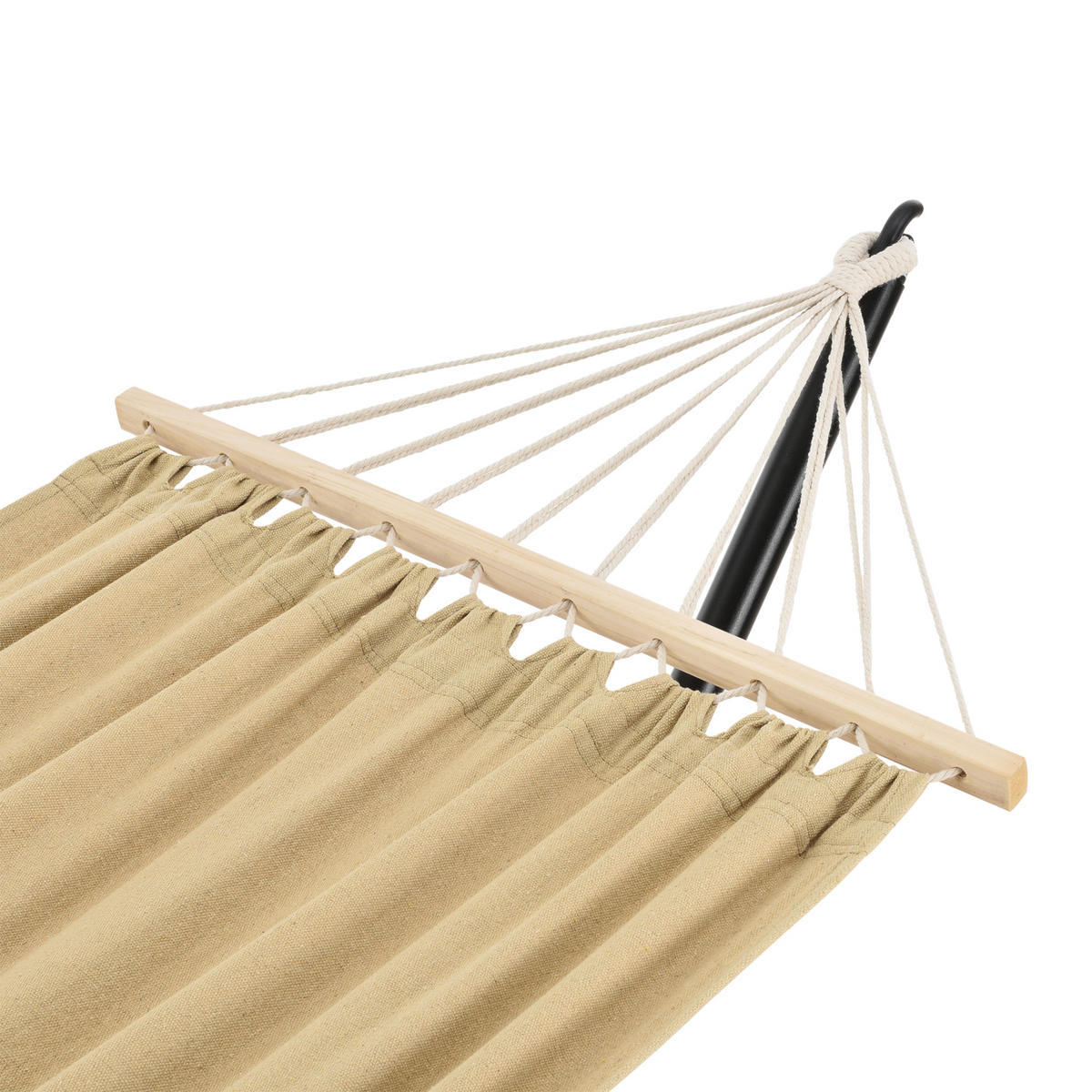 HÄNGEMATTE Surte - Beige/Schwarz, Textil/Metall (300/105/100cm) - [en.casa]