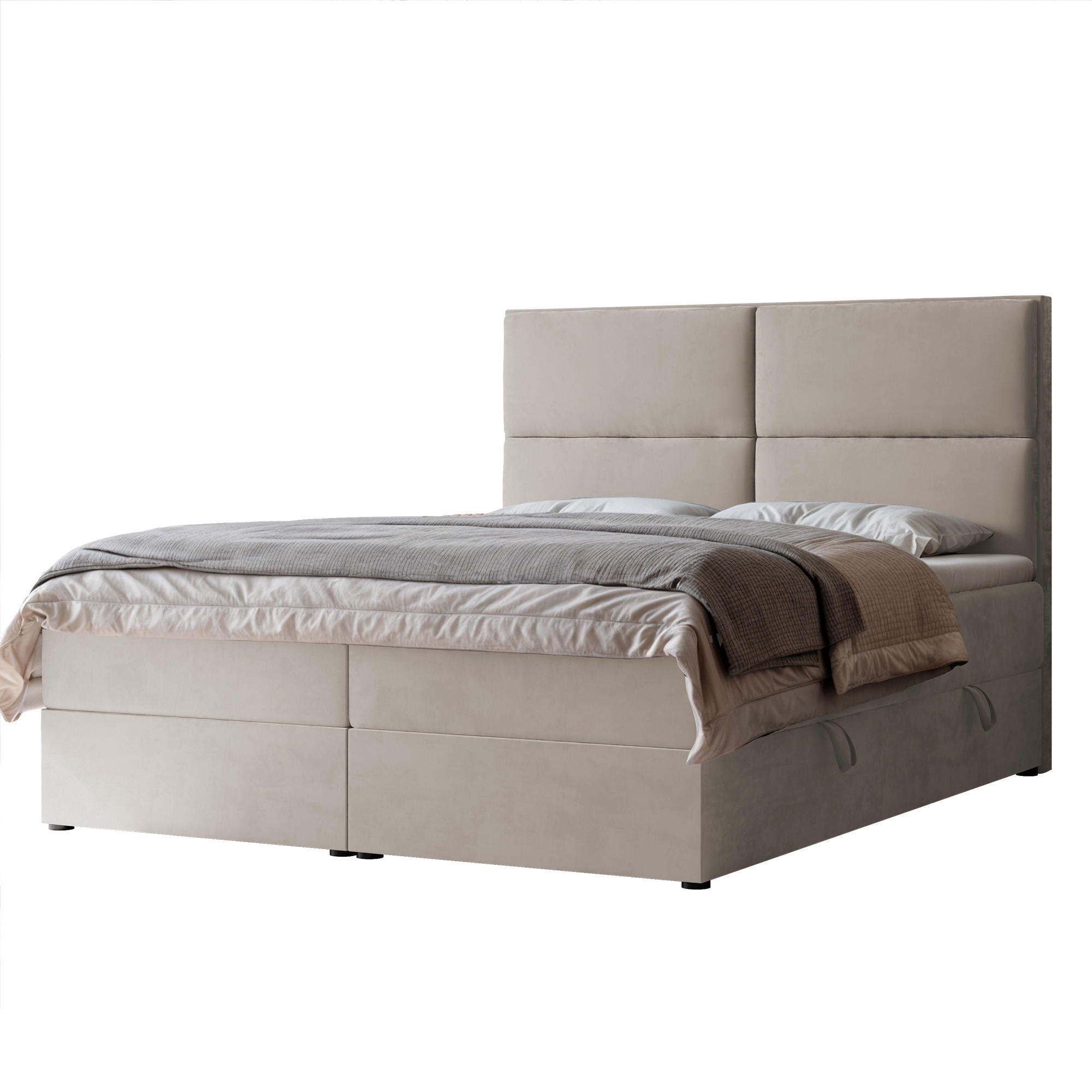 BOXBETT 120x200 cm mit Topper - Beige, Holzwerkstoff/Textil (120/200cm) - Idohome