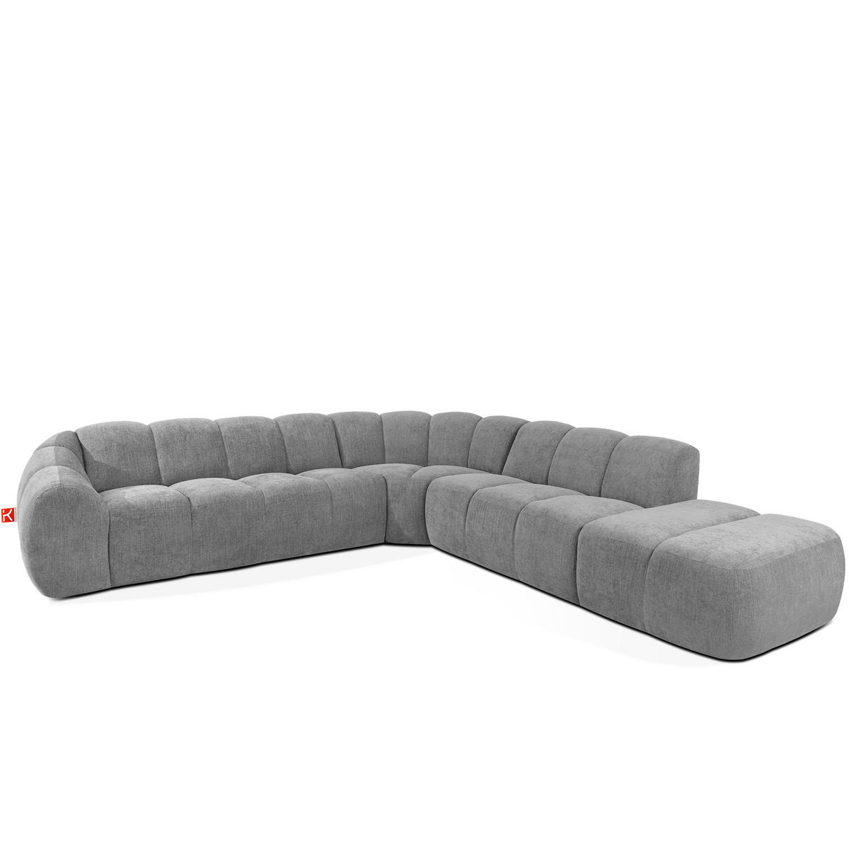 ECKSOFA RECHTS FLAVA, hell Aschgrau - Hellgrau, Holz/Holzwerkstoff (310/314cm) - KONSIMO®