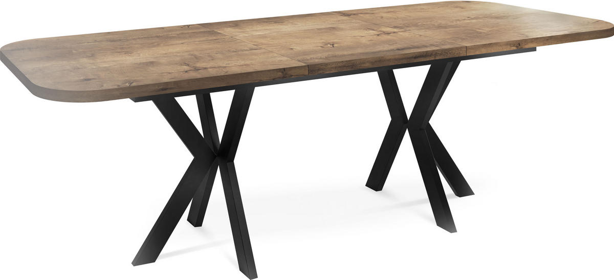 ESSTISCH Olivia ausziehbar rechteckig, Lefkas Eiche 200-280/100/76 - Alteiche/Schwarz, Holzwerkstoff/Metall (200/100/76cm) - WFL GROUP