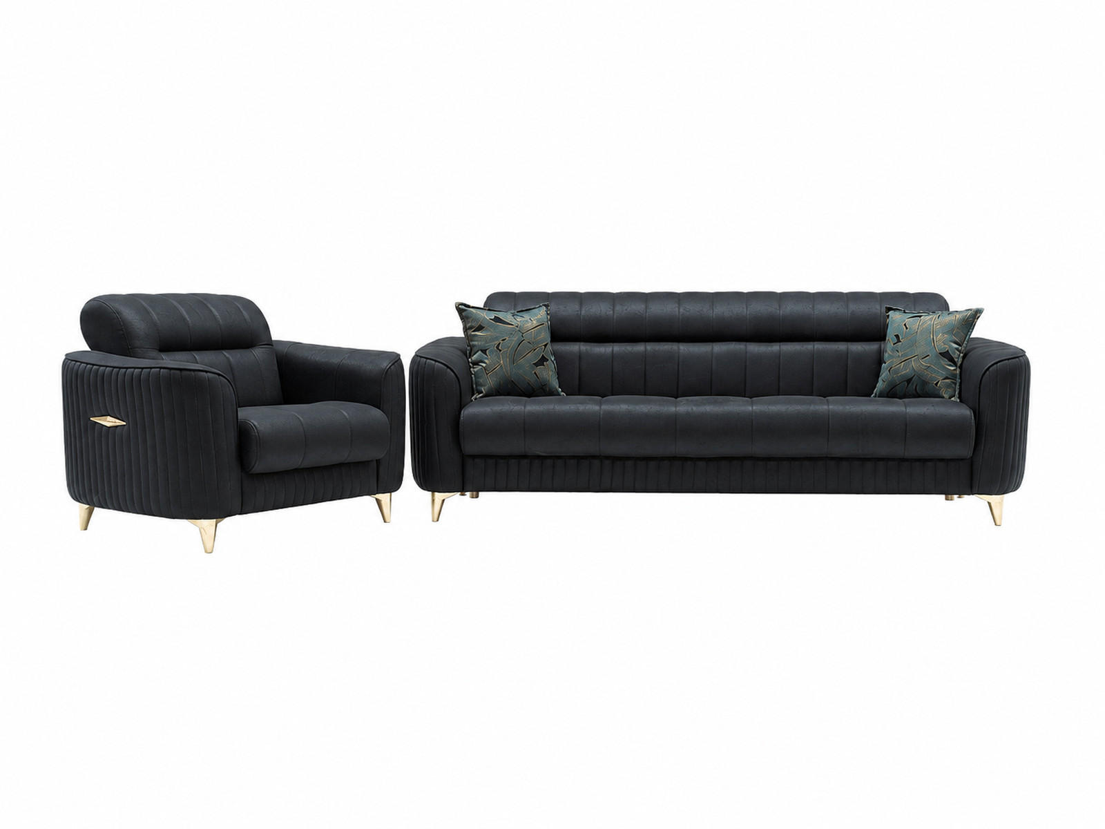 SITZGARNITUR Salta, Schwarz Stellvariante 3+1 - Schwarz, Holzwerkstoff/Kunststoff (220/87/90cm)