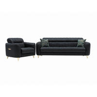 SITZGARNITUR Salta, Schwarz Stellvariante 3+1 - Schwarz, Holzwerkstoff/Kunststoff (220/87/90cm)