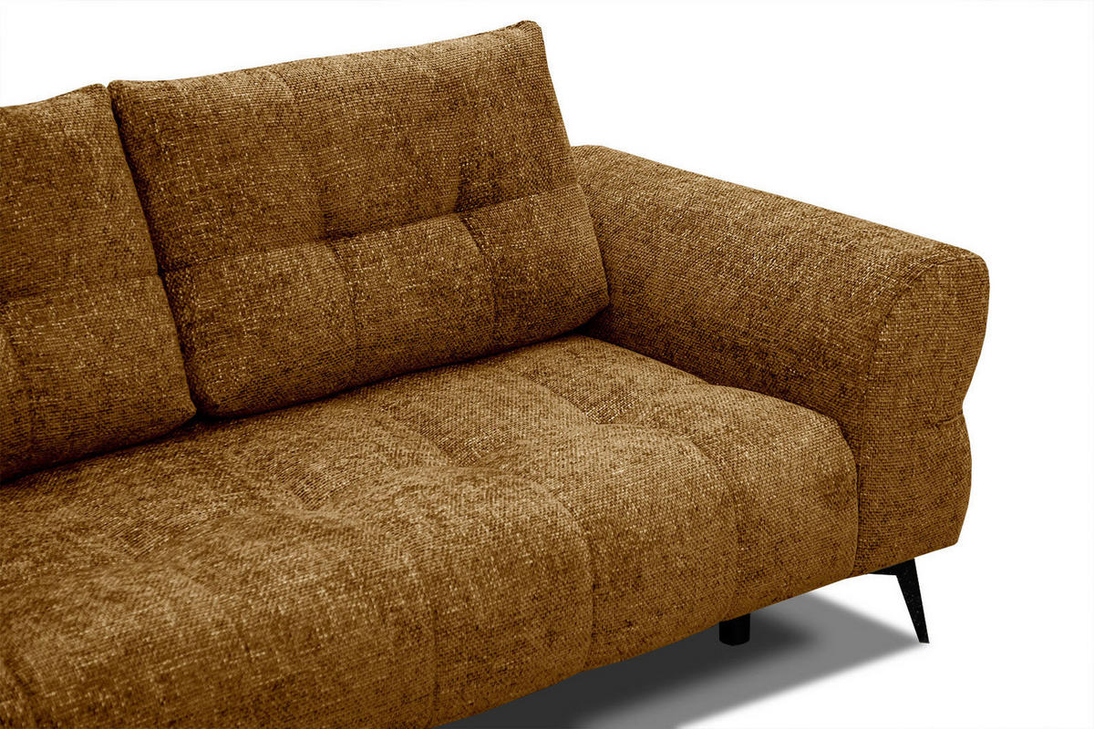 ECKSOFA SALVINI 5-Sitzer, dunkelgelb - Dunkelgelb/Schwarz, Holzwerkstoff/Textil (158/292cm) - Courtois Laville