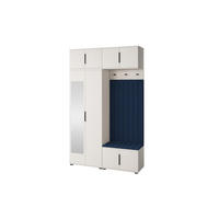 GARDEROBE Napoli version 11 mit Spiegel, mit POLSTERPANEELEN BLAU - Blau/Beige, Holzwerkstoff (140/225/40cm) - Jerpax