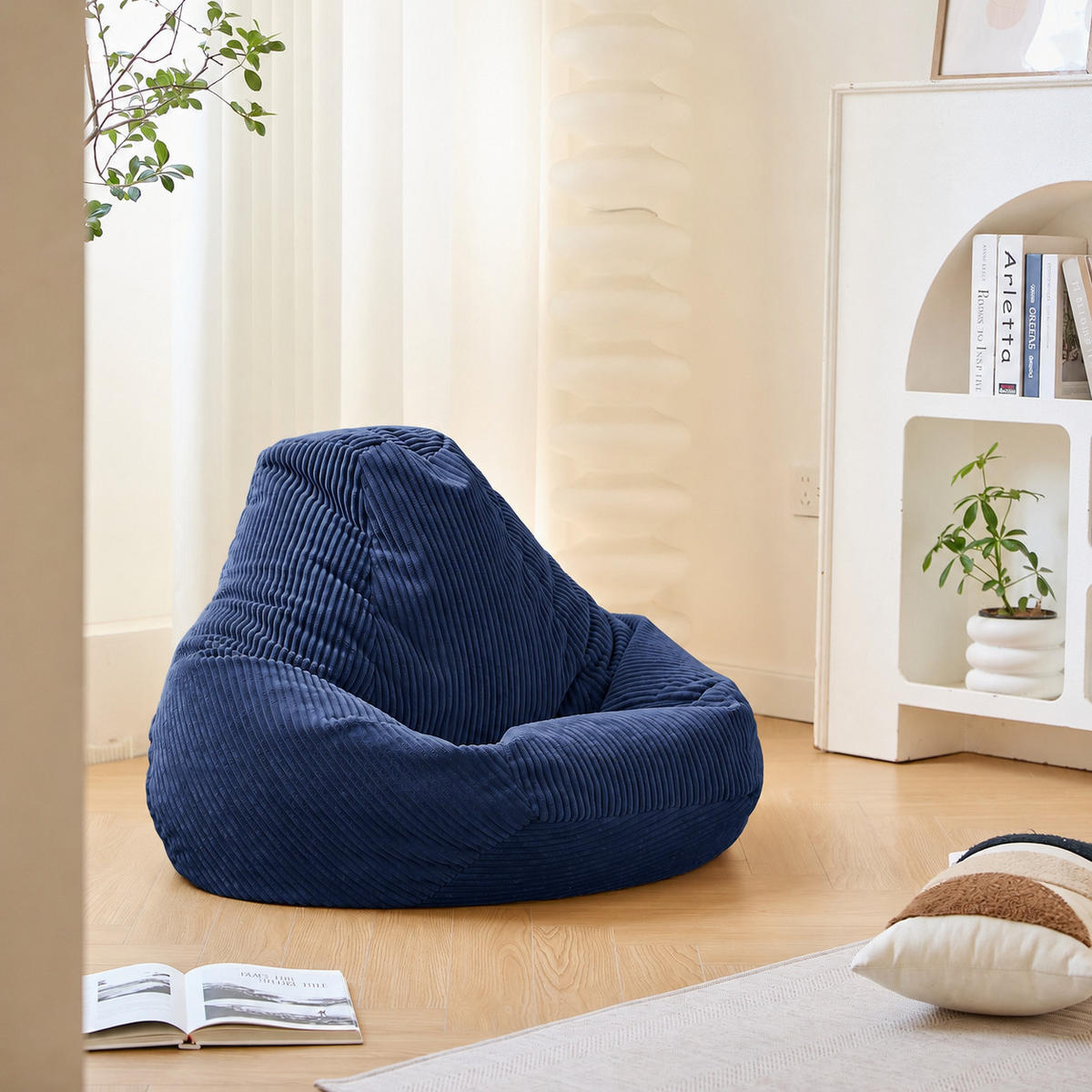 POUF kord Blau - Blau, Textil (90/73/84cm) - Nordlys