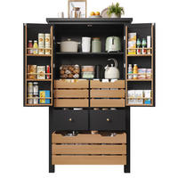 KÜCHENSCHRANK mit 5 Schubladen 80x40x140 cm Schwarz - Schwarz, Metall (40/140/80cm) - Meubliv