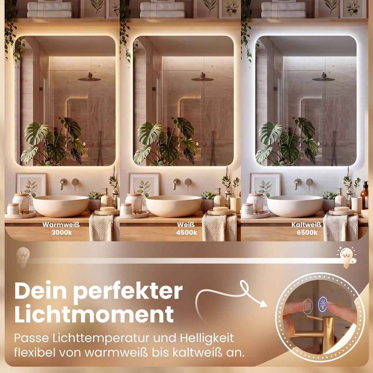 BADEZIMMERSPIEGEL eckig 70/3/90 cm Glas Klarglas - Klar, Glas (70/90/3cm) - CLP