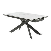 ESSTISCH für 6 bis 10 Personen ausziehbar - Keramik & Metall - Marmor-Optik Weiß & Anthrazit - COREMA - Anthrazit, Glas (240/90/76cm) - Vente-Unique