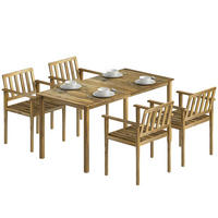 GARTEN-ESSSET 5-teilig,Tisch+Stühle für 4 Personen,teak - Beige, Holz - Vallsero