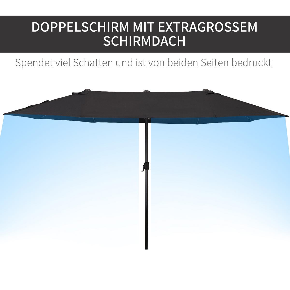 SONNENSCHIRM, Gartenschirm, Marktschirm, Doppelsonnenschirm, Terrassenschirm, Schwarz, Oval - Schwarz, Metall (270/460cm) - Outsunny