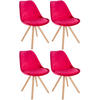STUHL 4er Set Samt rot - Eukalyptusholzfarben/Rot, Holz/Textil (48/81/54cm) - CLP