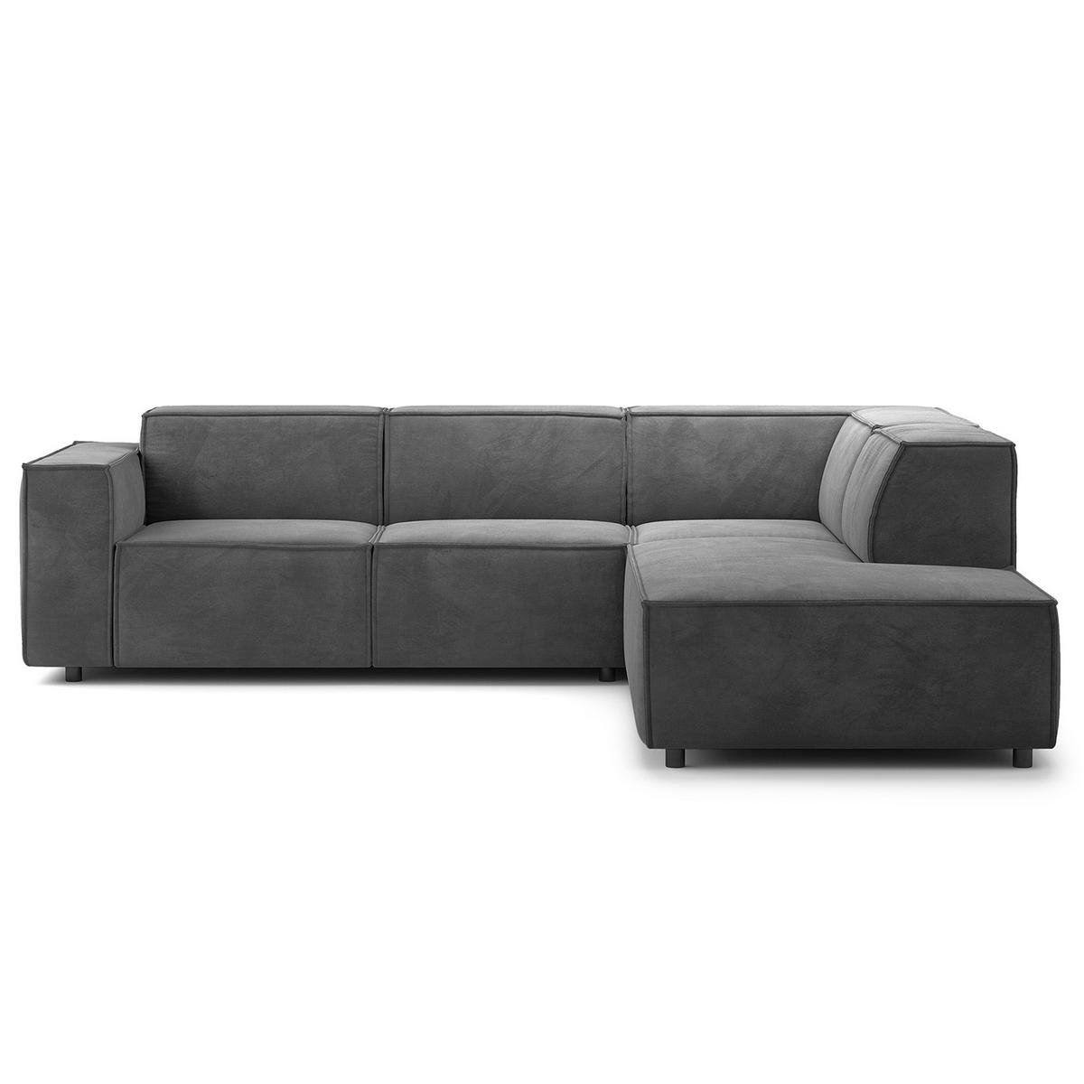 ECKSOFA mit Ottomane - Schwarz/Grau, Kunststoff/Textil (260/234cm) - home24