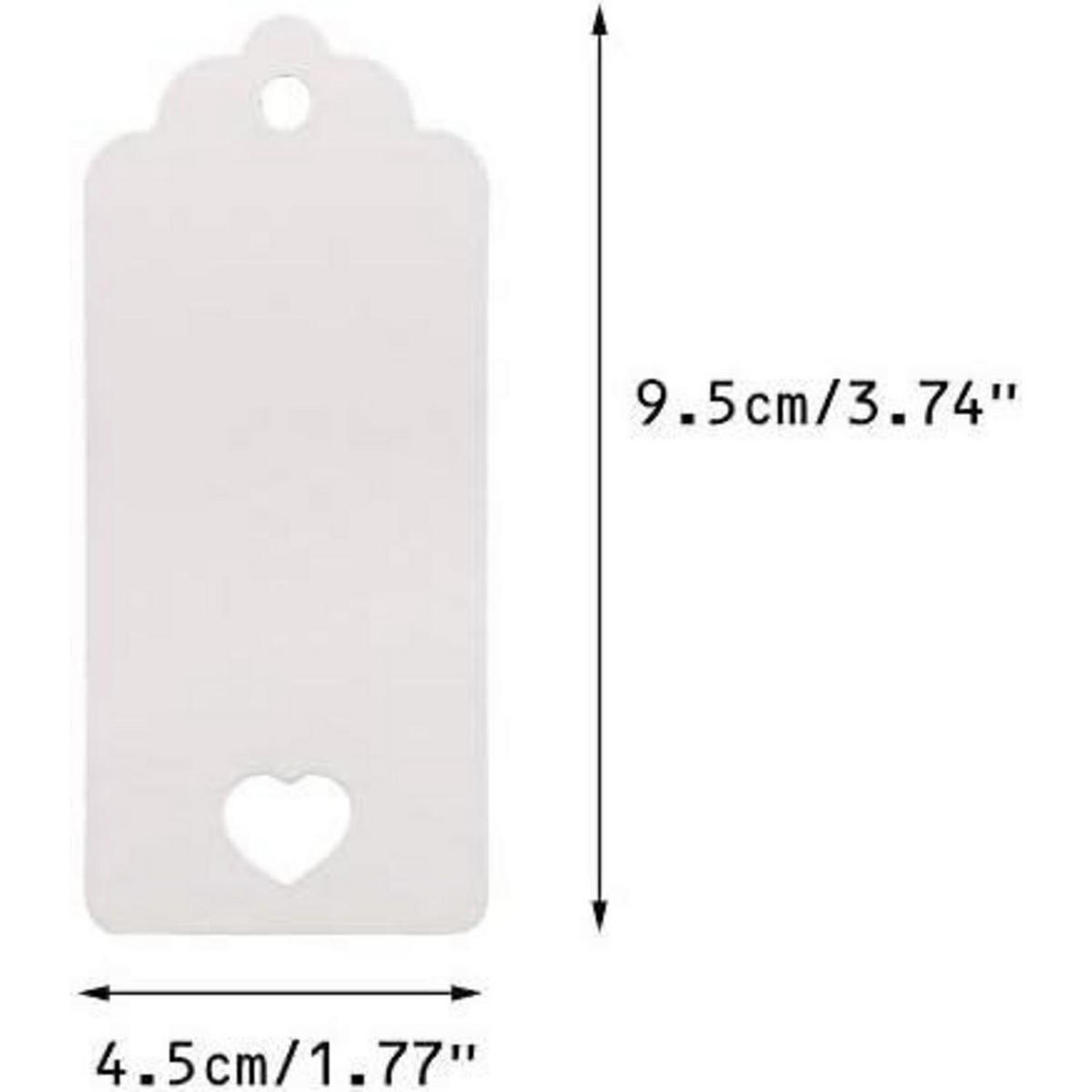 GESCHENKANHÄNGER 100 Stück mit Juteschnur 9,5 x 4,5 cm - Weiß, Papier (14.2/4.8/15.8cm)