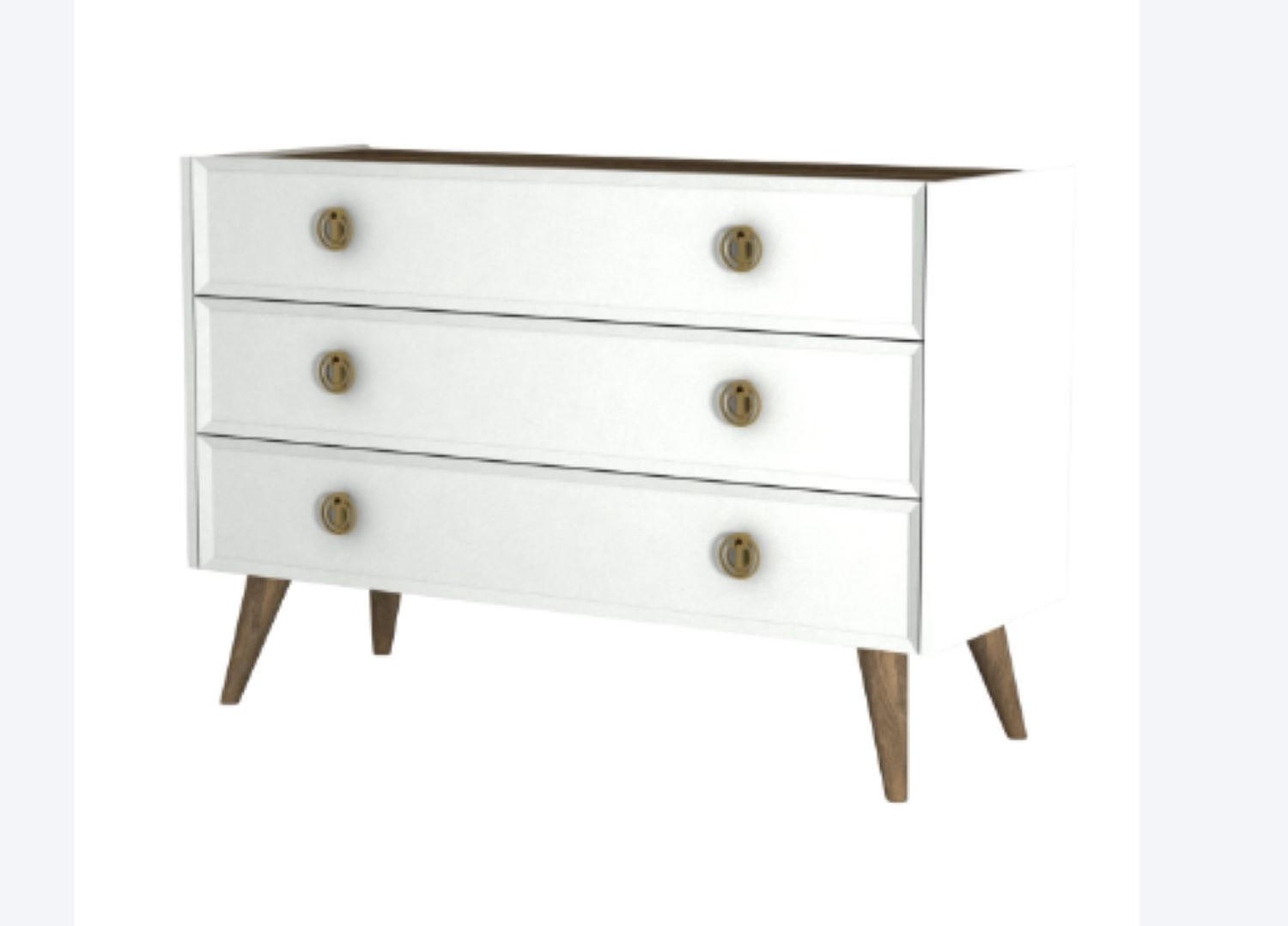 KOMMODE Nadya Weiß Walnuss - Goldfarben/Walnussfarben, Holzwerkstoff/Kunststoff (120.4/80.3/36cm) - moebel17