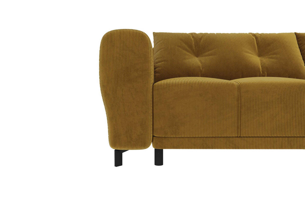 ECKSOFA Massimo Cordstoff Goldfarben inkl. Schlaffunktion Rechts - Goldfarben/Schwarz, Textil/Metall (246/177cm) - 99rooms