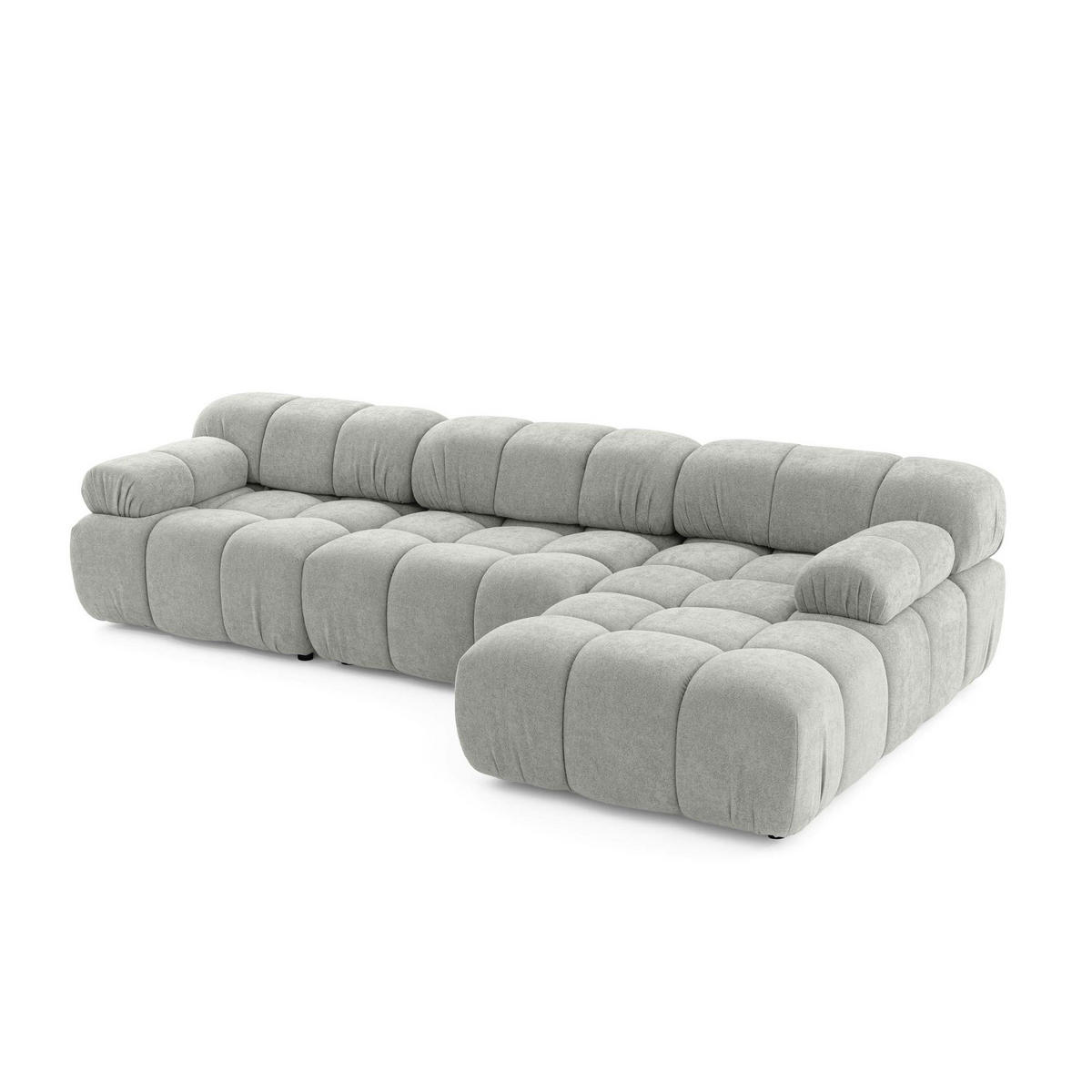 MODULARES Ecksofa MOMENTUM L, Rechts, Breite 282 cm, strukturierter Stoff, Grau - Chromfarben/Grau, Holz/Textil (155/282cm) - Muffo