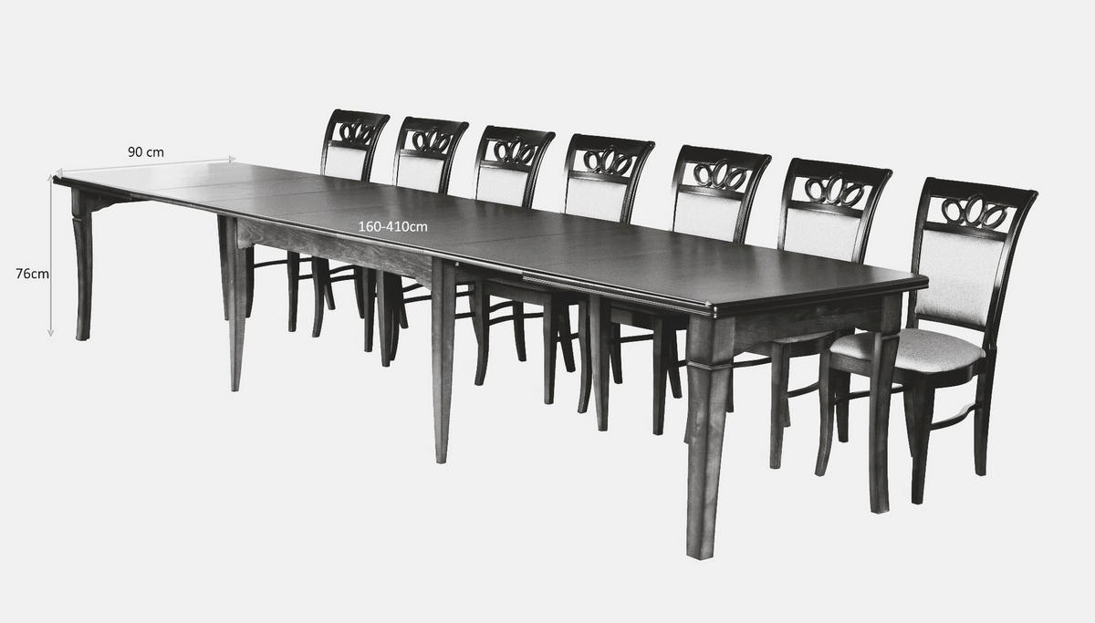 ESSTISCH GRANDE Ausziehbar 160 - 410 / 90 x 76 cm - Braun, Holz (160/90/76cm) - MASSENO