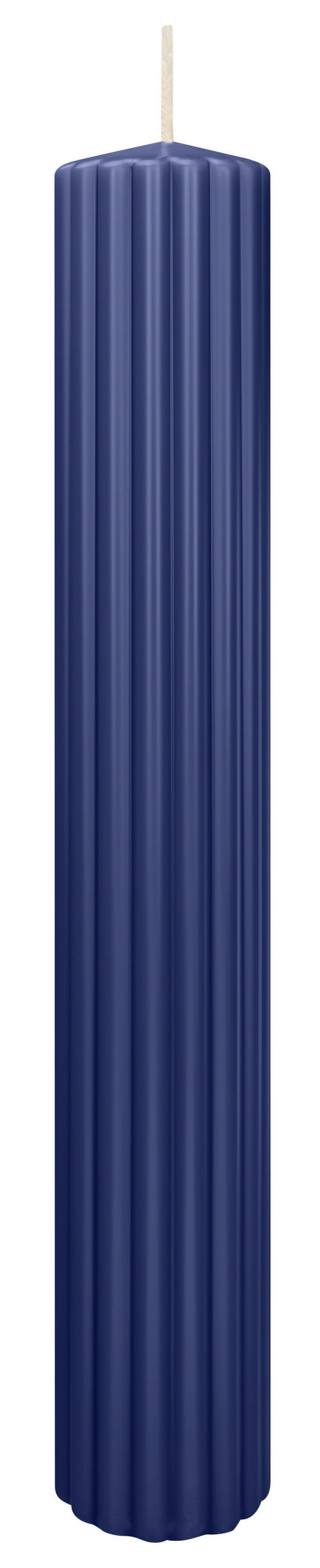 RILLEN KERZEN Dunkelblau 300 x Ø 45 mm, 4 Stück - Dunkelblau, Paraffin (8/15/15cm) - Wiedemann Kerzen