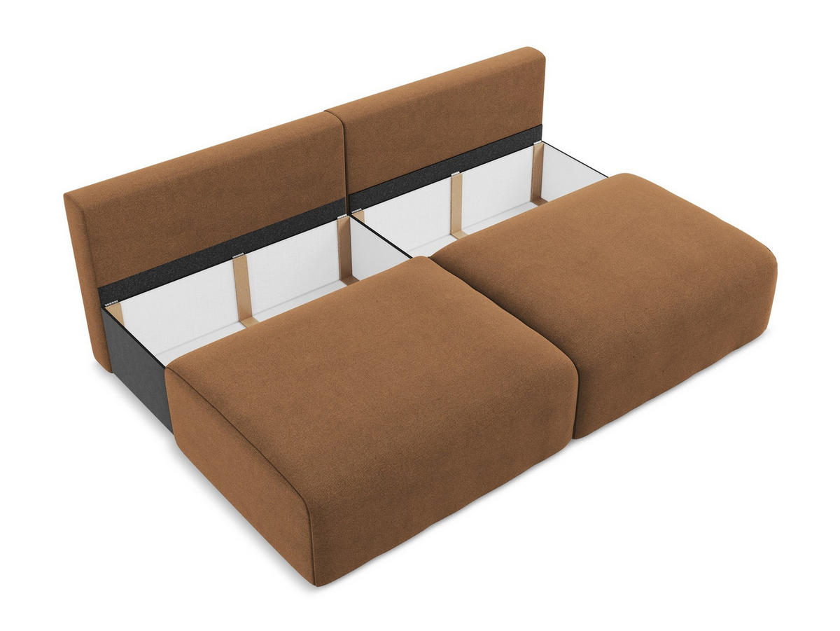 3-SITZER SOFA mit Schlaffunktion Strukturstoff Stoff Orange - Beige/Terra cotta, Kunststoff/Textil (216/79/102cm) - Makamii