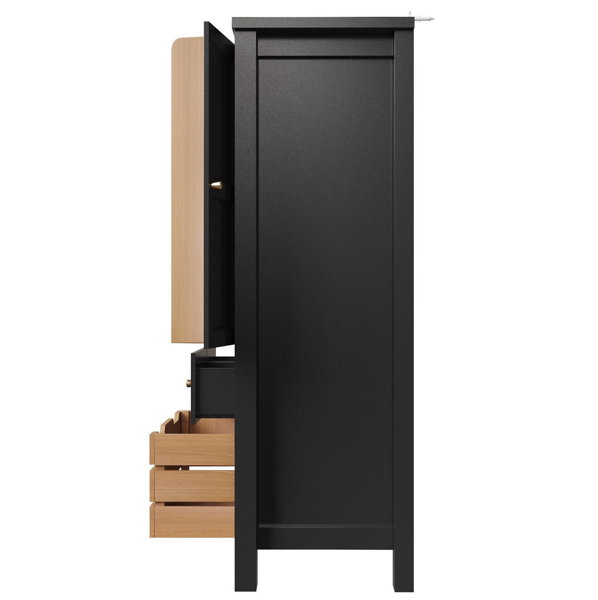 KÜCHENSCHRANK mit 5 Schubladen 80x40x140 cm Schwarz - Schwarz, Metall (40/140/80cm) - Meubliv